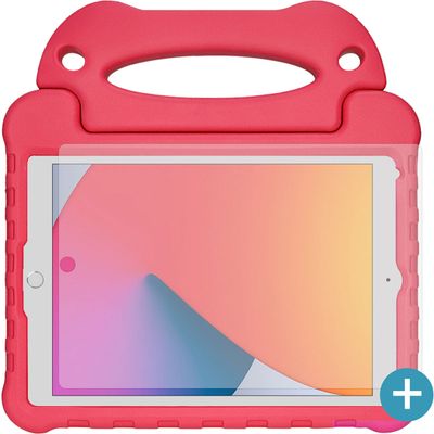 Cazy Kinderhoes geschikt voor iPad 2021 (9th Gen)/2020 (8th Gen)/iPad 2019 (7th Gen) - Kids Case Ultra - Met Screenprotector - Rood