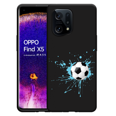 Cazy Hoesje Zwart geschikt voor Oppo Find X5 - Soccer Ball