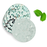 4 Luxe Glazen Onderzetters - Design Groen Hexagon Marmer - Rond