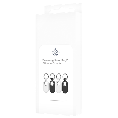 Cazy Hoesje geschikt voor Samsung SmartTag2 - Siliconen Sleutelhanger Hoesje - Zwart/Wit - 4 stuks