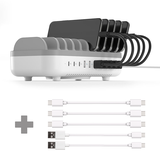 120W Smart Charging Docking Station met 10 poorten - USB / USB-C + 3x USB-C naar USB-C Kabel - 20cm + 2x USB-A naar USB-C Kabel - 20cm - Wit