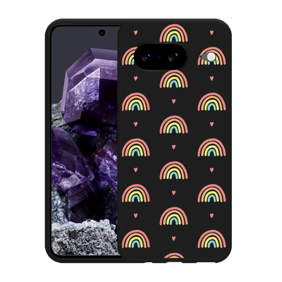 Cazy Hoesje Zwart geschikt voor Google Pixel 8 Regenboog Patroon