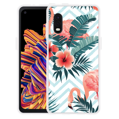 Cazy Hoesje geschikt voor Samsung Galaxy Xcover Pro - Flamingo Flowers