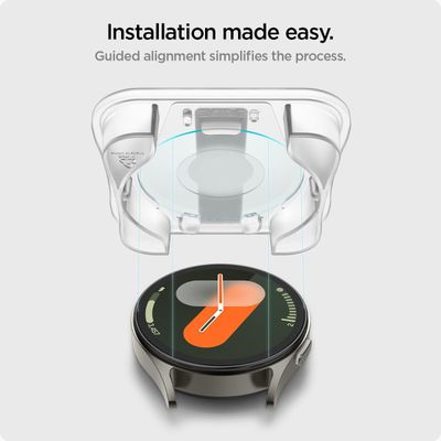 Spigen Screenprotector geschikt voor Samsung Galaxy Watch7 40mm - Tempered Glas met Montage 2 stuks - Transparant