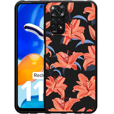 Cazy Hoesje Zwart geschikt voor Xiaomi Redmi Note 11/11S - Flowers