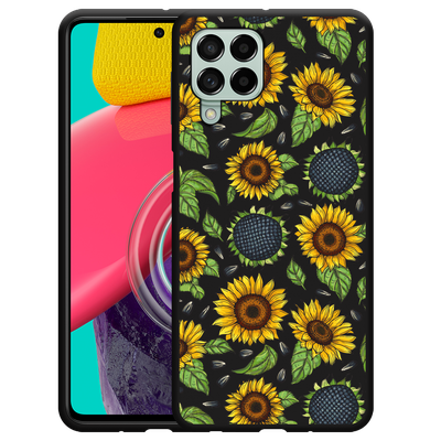 Cazy Hoesje Zwart geschikt voor Samsung Galaxy M53 - Sunflowers