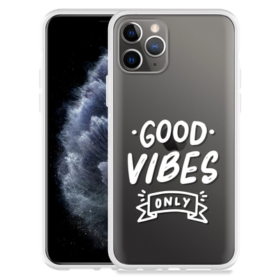 Cazy Hoesje geschikt voor iPhone 11 Pro - Good Vibes wit