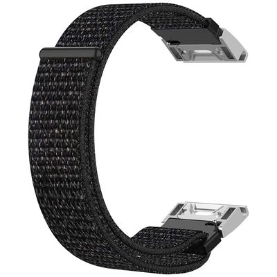 Cazy Nylon Armbandje met Klittenbandsluiting Garmin Fenix 6 / 6 Pro - Zwart