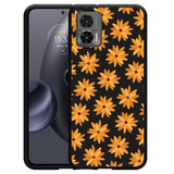 Hoesje Zwart geschikt voor Motorola Edge 30 Neo - Oranje Bloemen