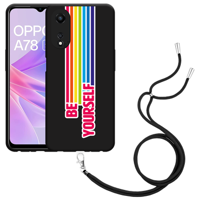 Cazy Hoesje met koord Zwart geschikt voor Oppo A78 5G Be Yourself