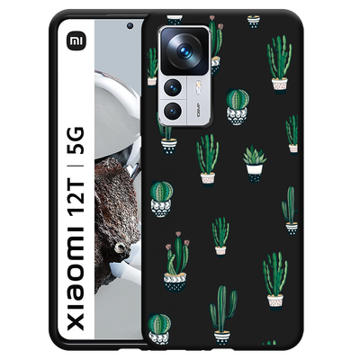 Cazy Hoesje Zwart geschikt voor Xiaomi 12T/12T Pro - Green Cactus