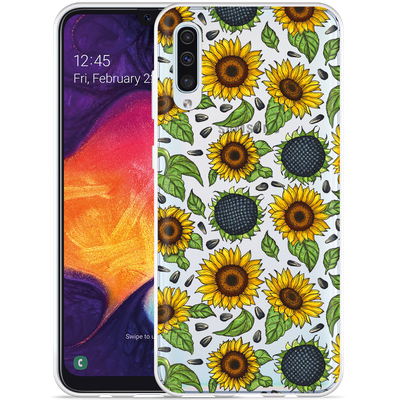 Cazy Hoesje geschikt voor Samsung Galaxy A50 - Sunflowers