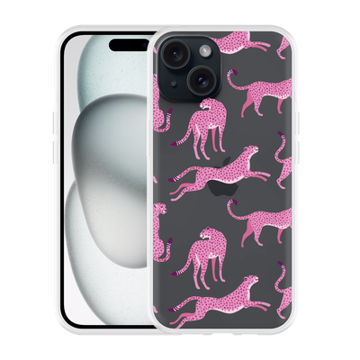 Cazy Hoesje geschikt voor iPhone 15 Roze Cheeta's