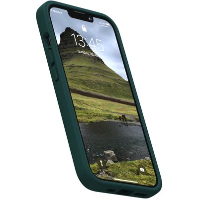 Njord Collections Zalm Leder Hoesje geschikt voor iPhone 13 - Groen
