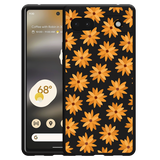 Hoesje Zwart geschikt voor Google Pixel 6a - Oranje Bloemen