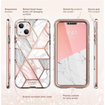 Hoesje geschikt voor iPhone 14 Plus - Supcase Cosmo Case - Roze Marmer