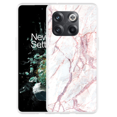 Cazy Hoesje geschikt voor OnePlus 10T - White Pink Marble