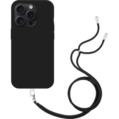 Just in Case iPhone 15 Pro - Soft TPU Case with Necklace Strap - Black