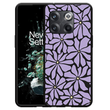 Hoesje Zwart geschikt voor OnePlus 10T Abstracte Paarse Bloemen