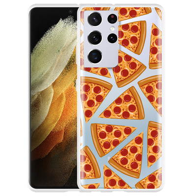 Cazy Hoesje geschikt voor Samsung Galaxy S21 Ultra - Pizza Party
