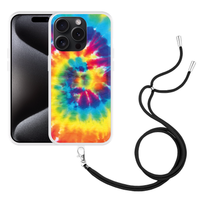 Cazy Hoesje met koord geschikt voor iPhone 15 Pro Tie Dye