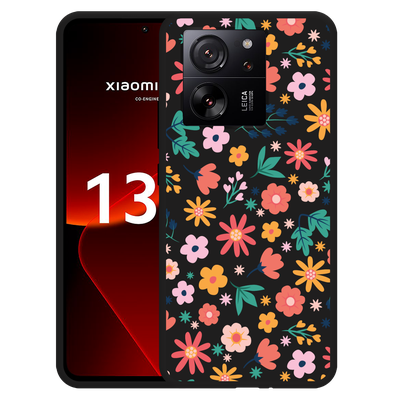 Cazy Hoesje Zwart geschikt voor Xiaomi 13T/13T Pro Always have flowers