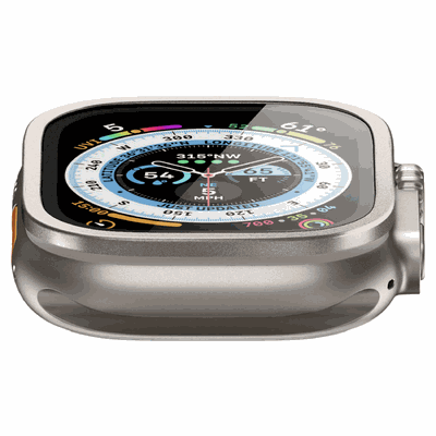 Spigen Glas.tR Slim Pro Screen Protector geschikt voor Apple Watch Ultra 1/2 (49mm) - 9H hardheid - Metalen frame - Zwart