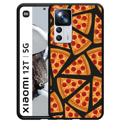 Cazy Hoesje Zwart geschikt voor Xiaomi 12T/12T Pro - Pizza Party