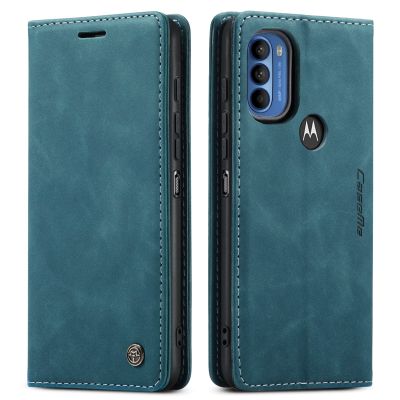 Motorola Moto G71 Hoesje - CASEME Retro Telefoonhoesje met Portemonnee - Blauw