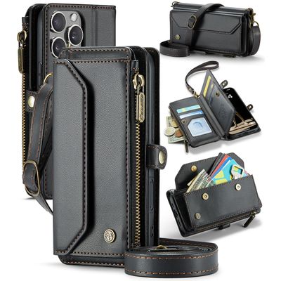 Caseme Case iPhone 16 Pro Max - Crossbody Wallet Case - Black