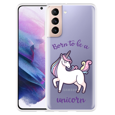 Cazy Hoesje geschikt voor Samsung Galaxy S21 - Born to be a Unicorn