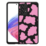 Hoesje Zwart geschikt voor Samsung Galaxy A53 - Roze Koeienvlekken