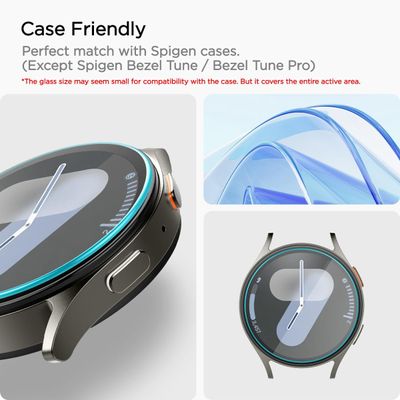 Spigen Screenprotector geschikt voor Samsung Galaxy Watch7 44mm - Tempered Glas met Montage 2 stuks - Transparant