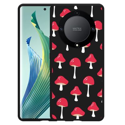 Cazy Hoesje Zwart geschikt voor Honor Magic5 Lite Paddenstoelen