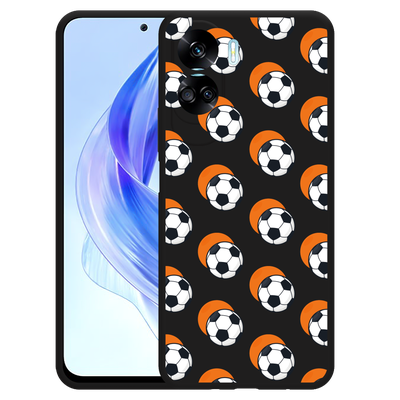 Cazy Hoesje Zwart geschikt voor Honor 90 Lite Soccer Ball Orange