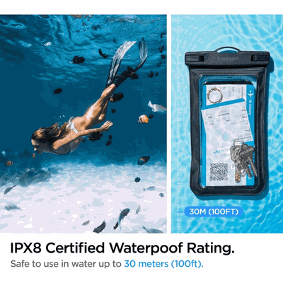 Spigen Universeel Waterdicht hoesje geschikt voor toestellen tot 6.9 inch - IPX8 Waterbestendig Hoesje - Zwart