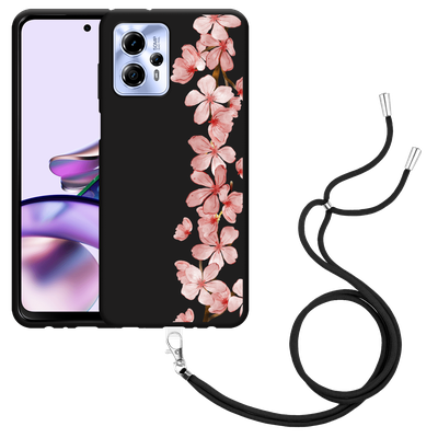 Cazy Hoesje met koord Zwart geschikt voor Motorola Moto G13 4G Flower Branch