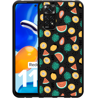 Cazy Hoesje Zwart geschikt voor Xiaomi Redmi Note 11/11S - Tropical Fruit