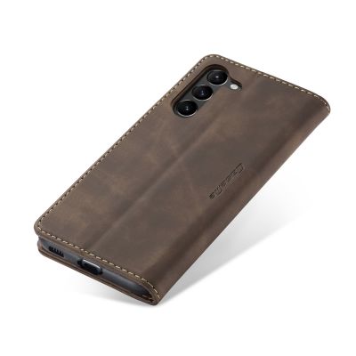Caseme Hoesje geschikt voor Samsung Galaxy S23 - Retro Wallet Case - Coffee