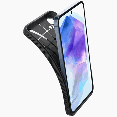 Spigen Liquid Air geschikt voor Samsung Galaxy A55 Telefoonhoesje - Zwart