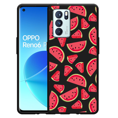 Cazy Hoesje Zwart geschikt voor Oppo Reno6 Pro 5G - Watermeloen
