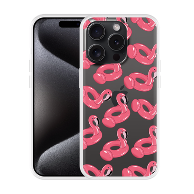 Cazy Hoesje geschikt voor iPhone 15 Pro Max Inflatable Flamingos