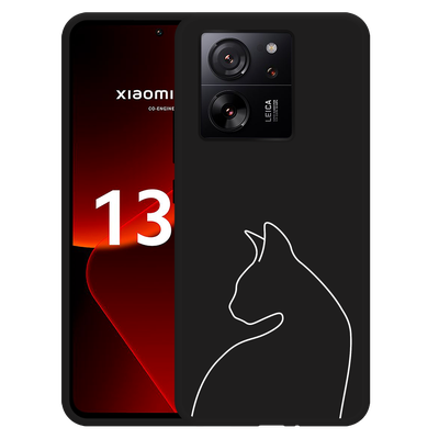 Cazy Hoesje Zwart geschikt voor Xiaomi 13T/13T Pro Kattencontour II