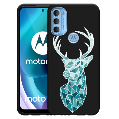 Cazy Hoesje Zwart geschikt voor Motorola Moto G71 - Art Deco Deer