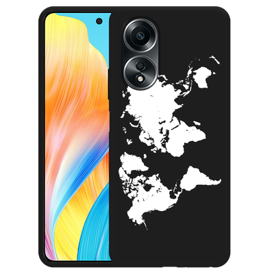 Cazy Hoesje Zwart geschikt voor Oppo A58 4G World Map