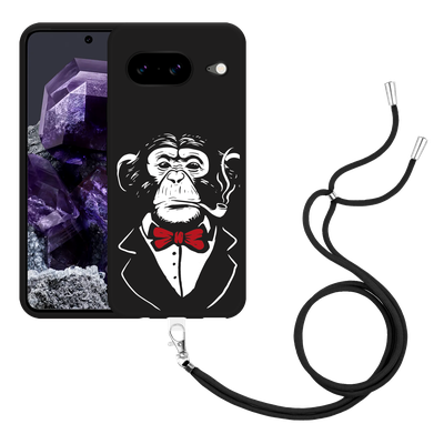 Cazy Hoesje met koord Zwart geschikt voor Google Pixel 8 Smoking Chimp