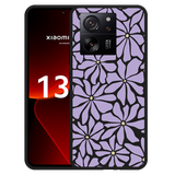 Hoesje Zwart geschikt voor Xiaomi 13T/13T Pro Abstracte Paarse Bloemen