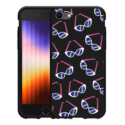 Cazy Hoesje Zwart geschikt voor iPhone SE 2020 - Retro Zonnebrillen I
