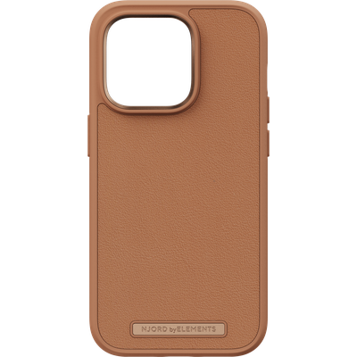 Njord Collections Lederen Hoesje geschikt voor iPhone 14 Pro - Genuine Leather - 2M Valbescherming - cognac