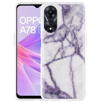 Cazy Hoesje geschikt voor Oppo A78 5G Wit Paars Marmer